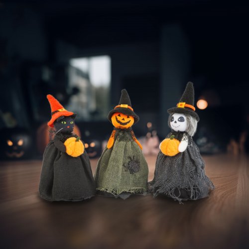 Halloweenová dekorace - duch, kočka, dýňová hlava - 21 cm