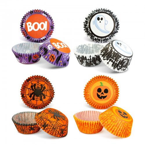 Halloween dekorace - sada muffinových košíčků - 50 ks - 4 druhy - 7 x 5 x 3,2 cm