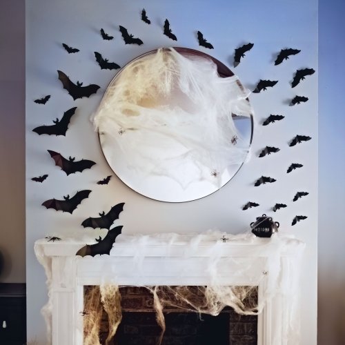 Halloweenská dekorace – sada netopýrů – samolepicí – černá – 30 ks / balení