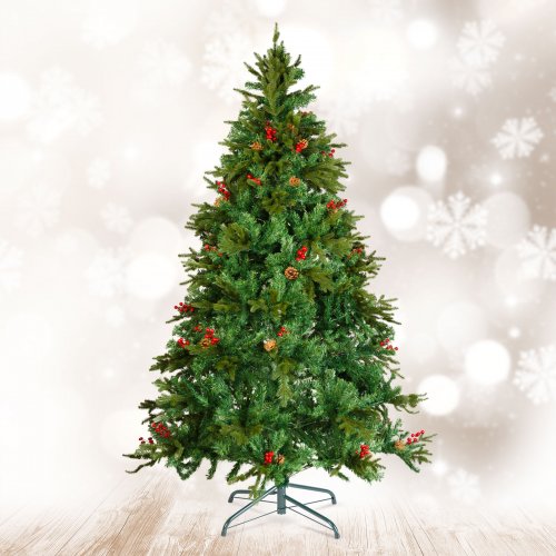 Umělý stromek – 210 cm – PE / PVC – s červenými bobulemi
