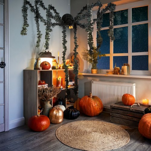 Halloween dekorace - černý pavouk - papír - 75 x 13 cm
