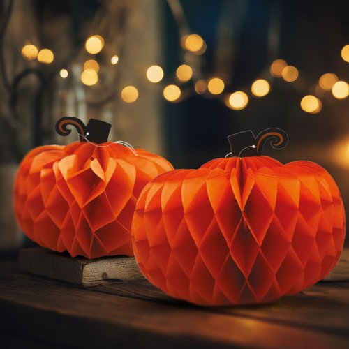 Halloween dekorace - dýňový lampion - papír - 25/30 cm - 2 ks / balení