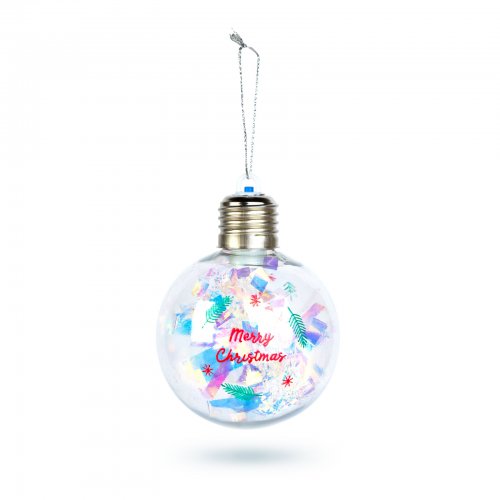 Vánoční LED koule - RGB LED - průhledná - plast - 8 cm - 3 x LR4