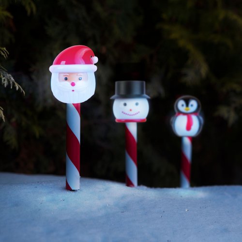 Vánoční solární lampa – LED – Santa Claus, sněhulák, tučňák – 36,5 x 6 x 6 cm