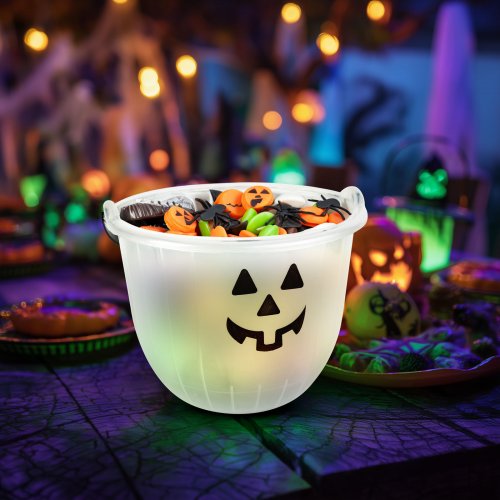 Halloweenská dekorace - kbelík - 2 druhy - 20 x 16 cm
