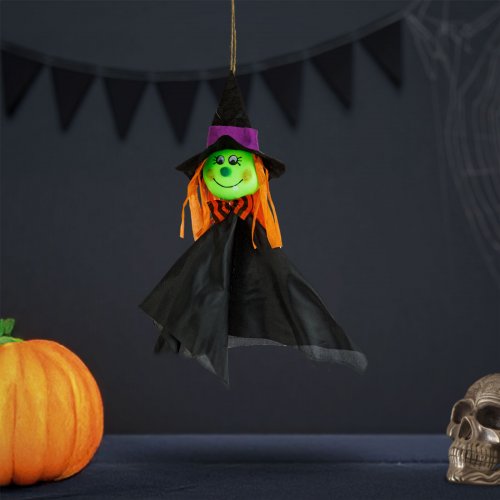 Halloweenská dekorace – závěsná – čarodějnice – 48 x 44 cm