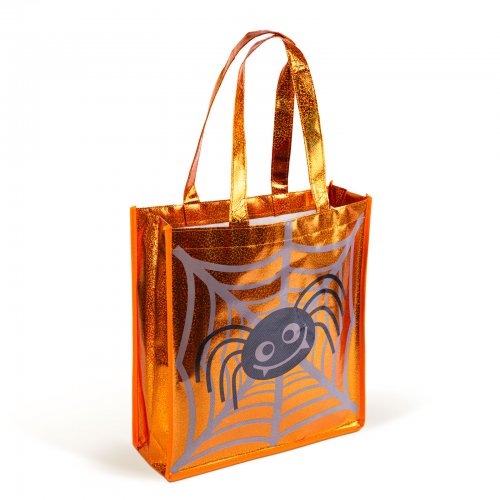 Halloweenská dárková taška – pavouk – 30 x 33 cm – oranžová