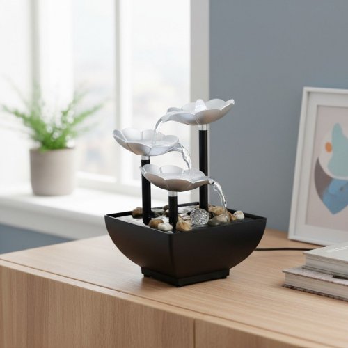 Plastová interiérová fontána – květiny – 15 x 15 x 20 cm