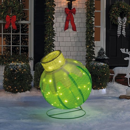 Světelná dekorace – kulová ozdoba – 60 LED – 60 x 83 cm – zelená – 100–200 V AC
