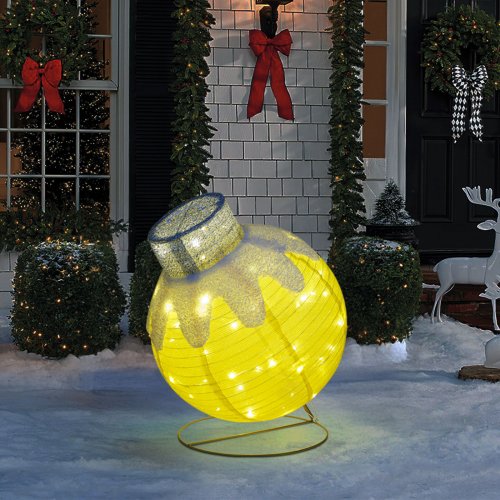Světelná dekorace – kulová ozdoba – 60 LED – 60 x 83 cm – zlatá – 100–200 V AC