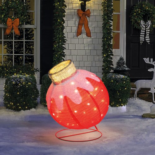 Světelná dekorace – kulová ozdoba – 60 LED – 60 x 83 cm – červená – 100–200 V AC