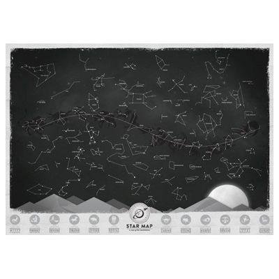 Hvězdná mapa svítící ve tmě