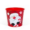 Vánoční dekorace - kovový květináč, kyblík - Santa - 13 x 11 cm