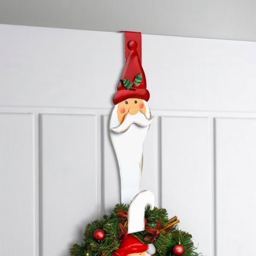 Vánoční dveřní věšák – kovový – Santa – 38 cm