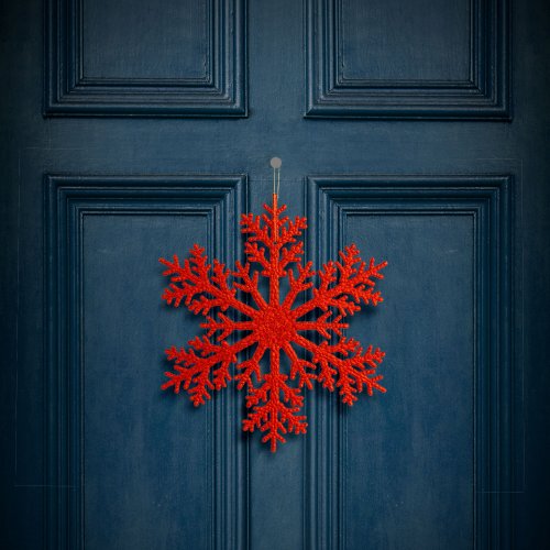 Vánoční dekorace – sněhová vločka – třpytivá červená – závěsná – 31 cm