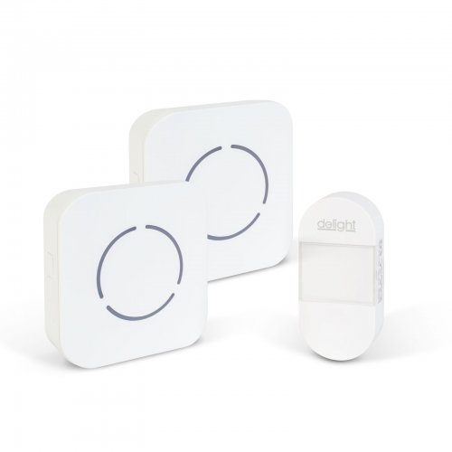 Digitální bezbateriový a bezdrátový zvonek – Kinetický – 2 vnitřní jednotky – bílý – modrá LED