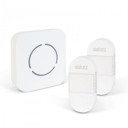 Digitální bezbateriový a bezdrátový zvonek – Kinetický – 2 venkovní jednotky – bílý – modrá LED