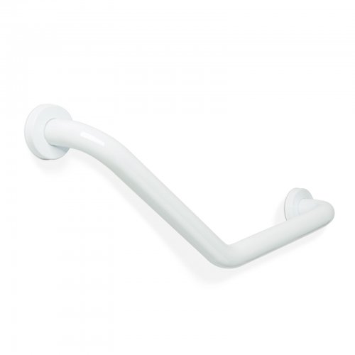 Koupelnové madlo – ohnuté v 45° úhlu – nerezová ocel – bílé – 25 + 25 cm