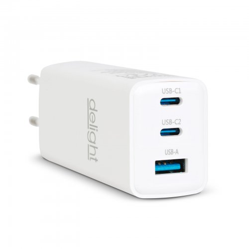 Síťový adaptér - USB-A 20W + Type-C PD45W s rychlým nabíjením - bílý