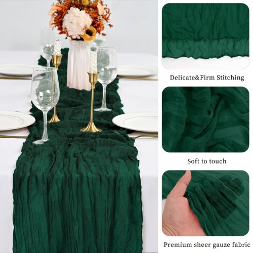 Luxusní smaragdově zelený sýrový ubrousek běhoun na stůl