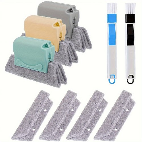 9 kusů Sada čisticích kartáčů na okna s 3 drážkami