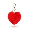 Přívěsek na klíče – ve tvaru srdce – plyšový, červený – 13 x 10 cm