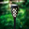 LED solární lampa – zapichovací – efekt plamene – 12 žlutých LED – plast – černá – 60 x 420 mm