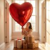 Obrovský balón - červené srdce - fólie - 79 cm