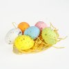 Velikonoční dekorace – vajíčka s papírovou trávou – pastelové barvy – 4 x 6 cm – 6