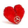 Přívěsek na klíče – ve tvaru srdce – plyšový, červený – 13 x 10 cm