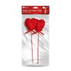Sada zapichovacích srdcí – červený plyš, pěnová guma – 28 cm – 2 ks / balení