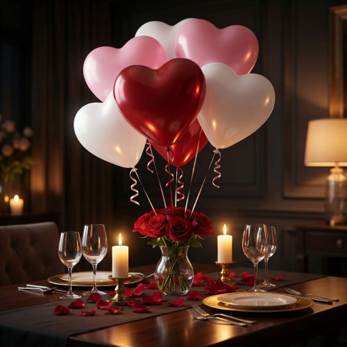 Sada balónků – ve tvaru srdce – červená/bílá/růžová – 10 ks / balení