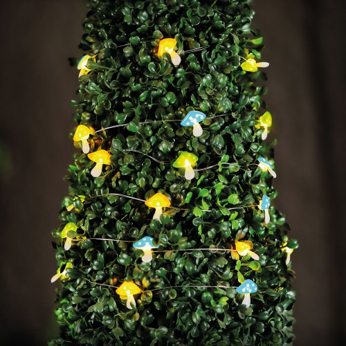 Solární LED světelný řetěz – houby – 2,4 m – 25 LED – teplá bílá