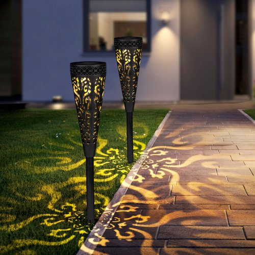 Zápichová solární lampa – 1 teplá bílá LED – 28,5 x 7 cm