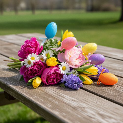 Velikonoční dekorace – vajíčko na tyčce – 23 cm – 5 ks