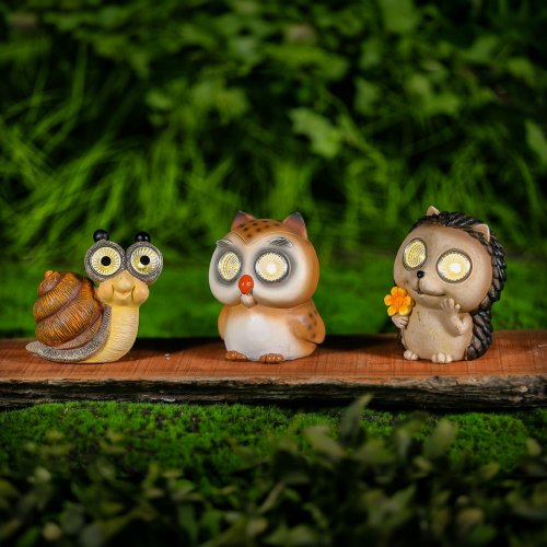 Solární zvířecí figurky – 3 druhy – 2 teplé bílé LED – 10 cm