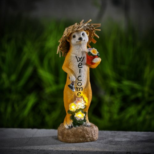 LED solární zvířecí figurka – „Vítejte“ surikata – teplá bílá LED – 30 cm