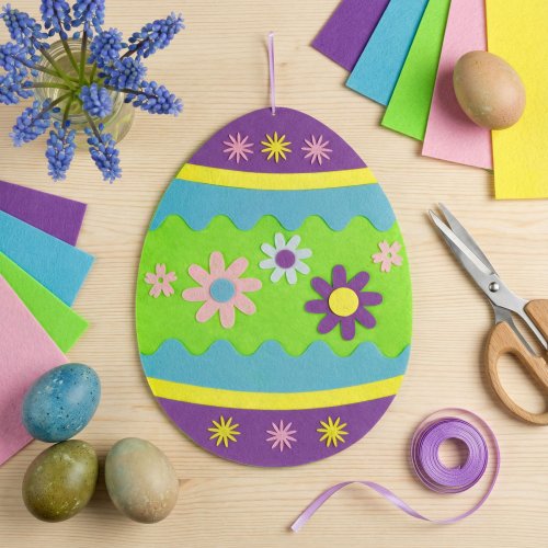 Velikonoční filcová závěsná dekorace – vejce – 38 cm x 28 cm – 3 druhy
