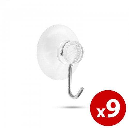 Nástěnný věšák s přísavkou – 9 ks / blister