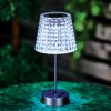 Solární stolní lampa – průhledná – studená bílá LED – plast – 26 x 12 cm