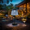 Solární stolní lampa – průhledná – studená bílá LED – plast – 26 x 12 cm