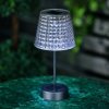 Solární stolní lampa – kouřová – studená bílá LED – plast – 26 x 12 cm