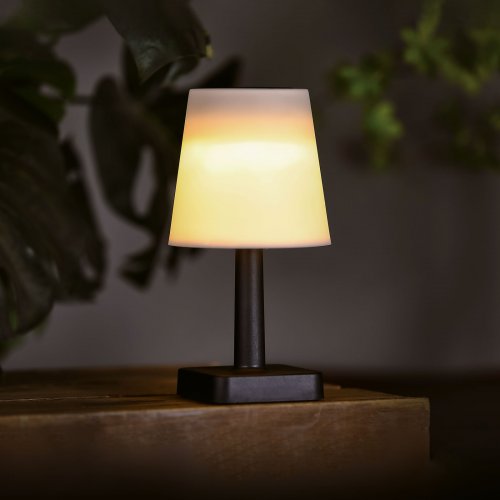 Solární stolní lampa – bílá – teplá bílá LED – plast – 23 x 12 cm