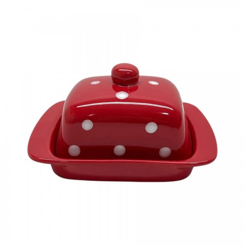 Keramická máslenka glazovaná Puntíkovaná