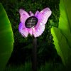 Zahradní solární lampa – motýl – fialový – 13 x 6,5 x 35 cm – teplá bílá + barevné LED