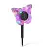 Zahradní solární lampa – motýl – fialový – 13 x 6,5 x 35 cm – teplá bílá + barevné LED