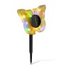 Zápichová solární lampa – motýl – žlutý – 13 x 6,5 x 35 cm – teplá bílá + barevné LED
