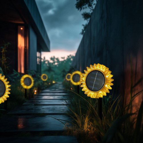 Solární slunečnice – žlutá – zapichovací / závěsná – 13 x 6,5 x 35 cm