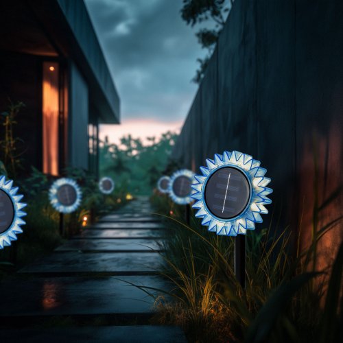 Solární slunečnice – modrá – zapichovací / závěsná – 13 x 6,5 x 35 cm