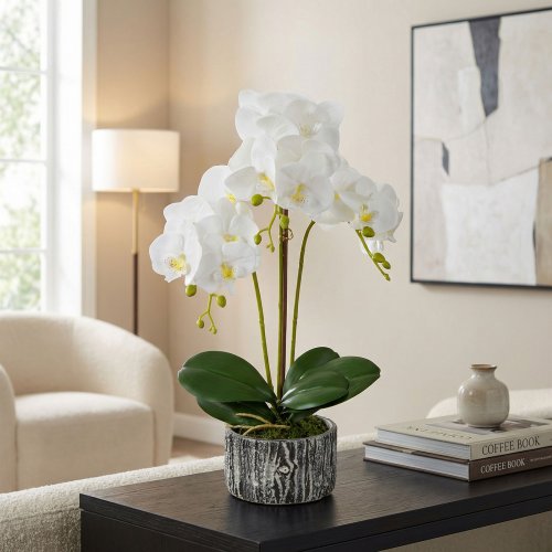 Umělá rostlinná dekorace – orchidej – 2 druhy – 53 cm